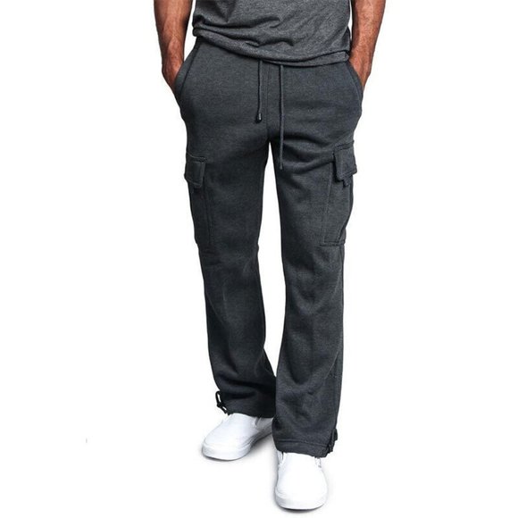 Casual Joggers Pants Sweatpants Cargo Pocket Loose - Picture 3 of 5